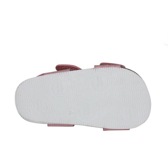 Baby girl pink glitter cork double strap cushioned footbed non skid shoes size 4 - Picture 5 of 6